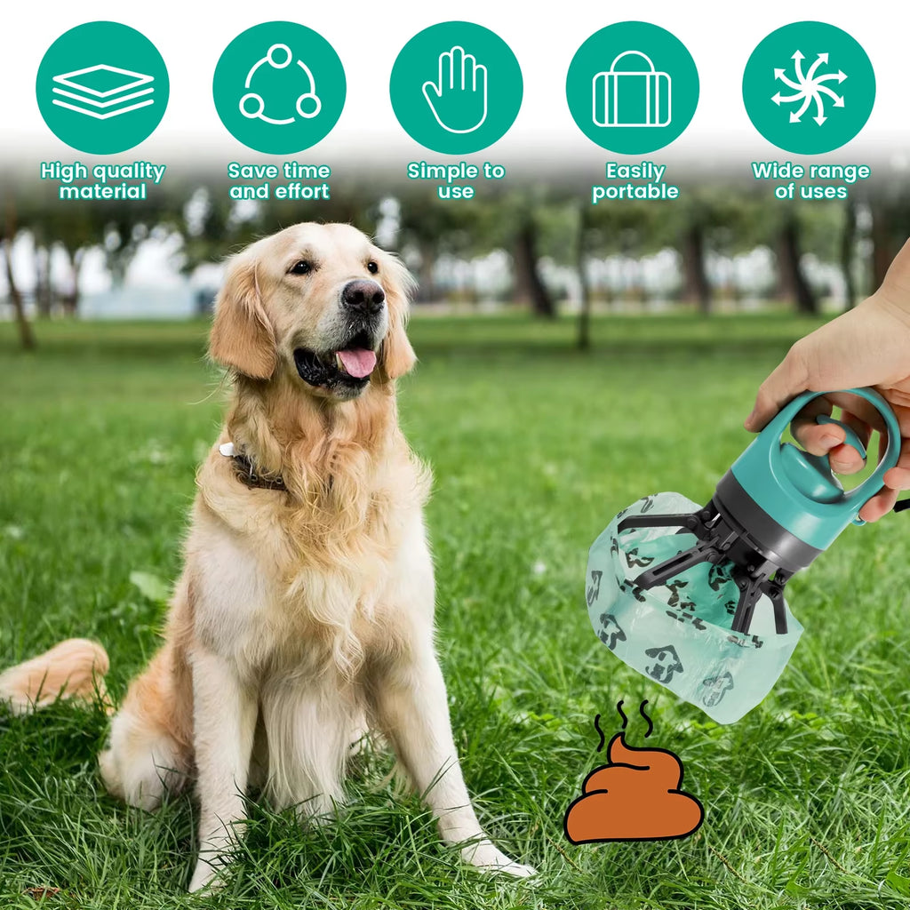 Portable Outdoor Pet Waste Bag with 6-Claw Poop Scooper for Dogs Cats Travel Camping Eco-Friendly Durable Design