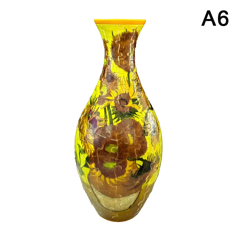3D Puzzle Vase DIY Assembly Creative Blue and White Porcelain Design Plastic Home Decoration Flower Arrangement Kids Toys Gifts