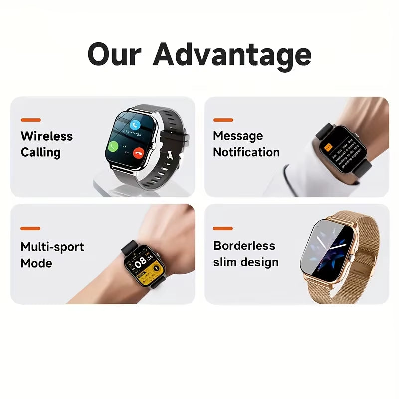 Exclusive 1PC Smart Watch Featuring Wireless Calling, Digital Display, Electronic Movement, Silicone and Stainless Steel Band
