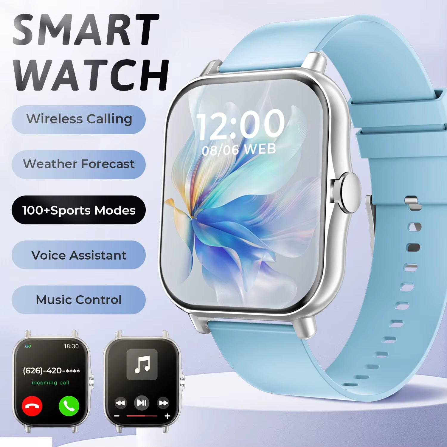 New Smartwatch BT Call Health&Sleep Monitoring 1.83''HD Screen Kids Smart Watch Waterproof Fashoin Sports Bracelet for Women Men