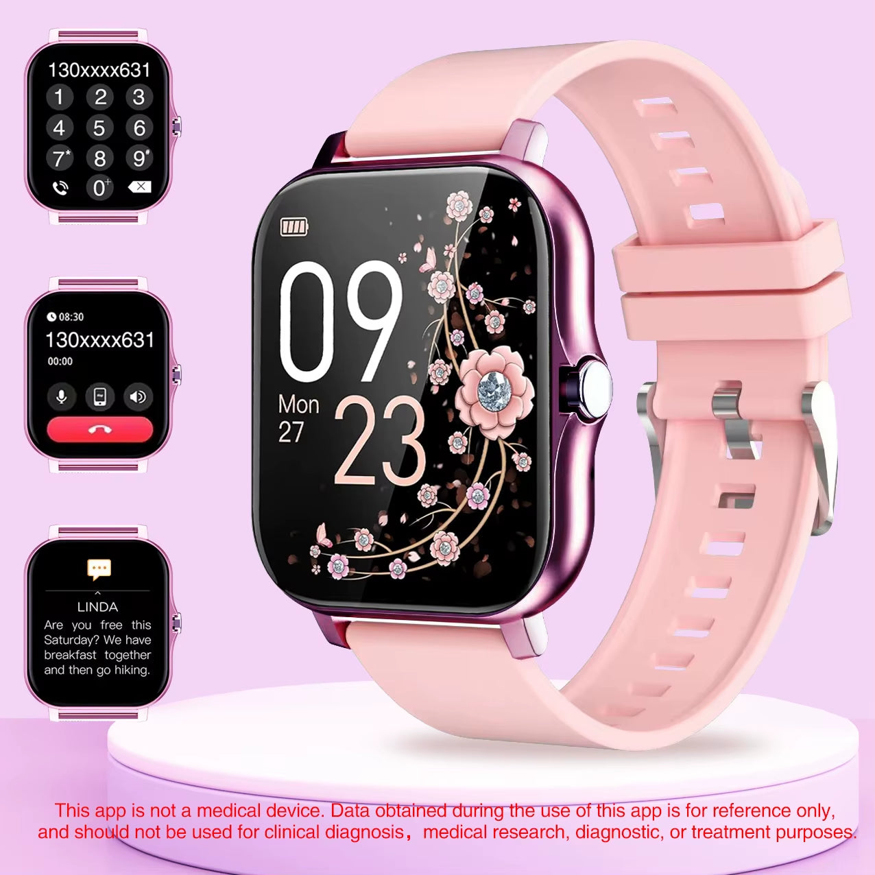 Exclusive 1PC Smart Watch Featuring Wireless Calling, Digital Display, Electronic Movement, Silicone and Stainless Steel Band