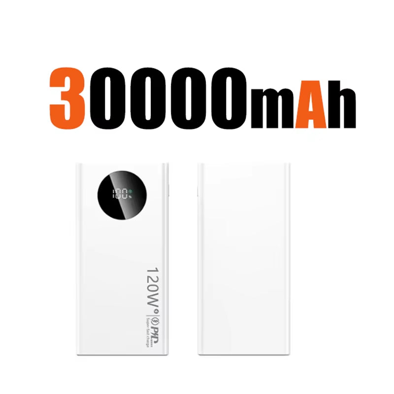 120W 50000Mah High Capacity Power Bank Fast Charging Powerbank Portable Battery Charger for Iphone Samsung Huawei 2024